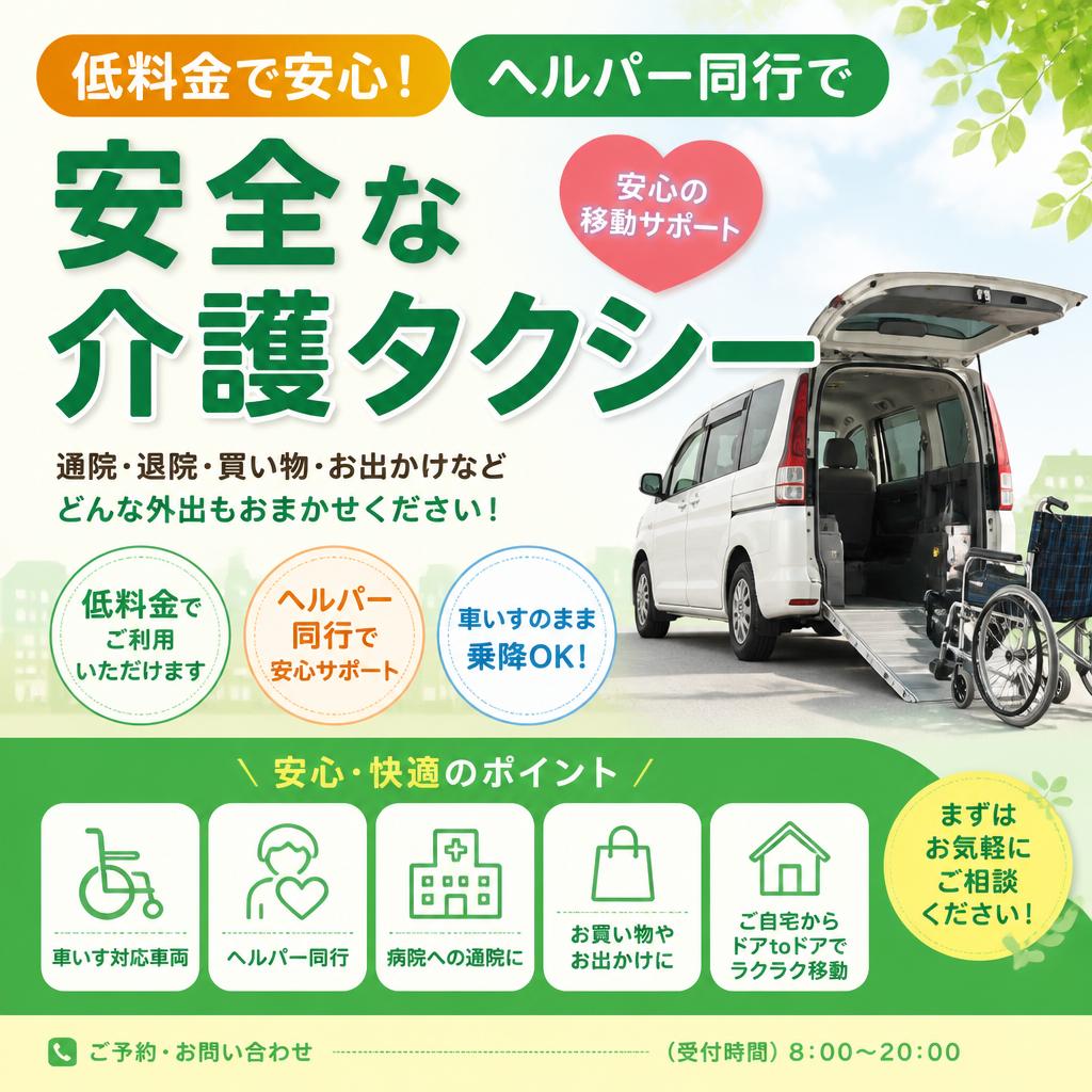 低料金で安心！ヘルパー同行で安全な介護タクシー