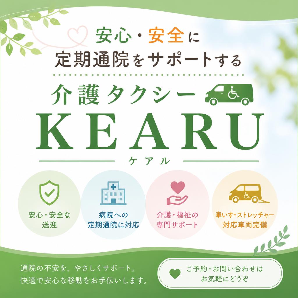 安心・安全に定期通院をサポートする介護タクシーKEARU