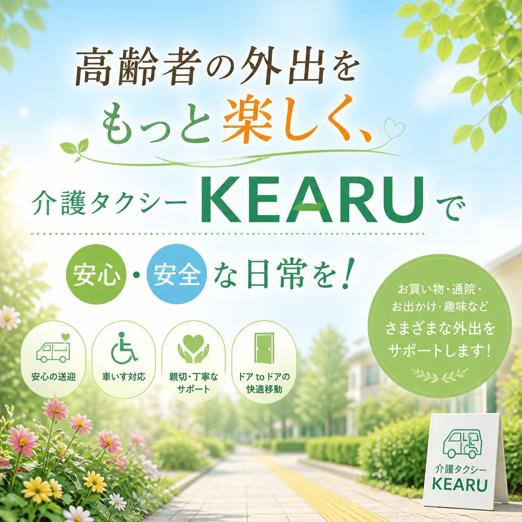 高齢者の外出をもっと楽しく、介護タクシーKEARUで安心・安全な日常を！