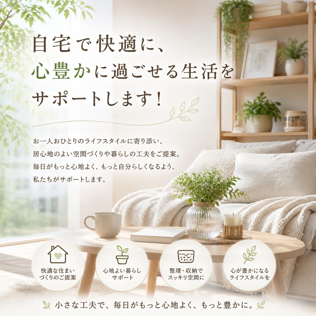 自宅で快適に、心豊かに過ごせる生活をサポートします！