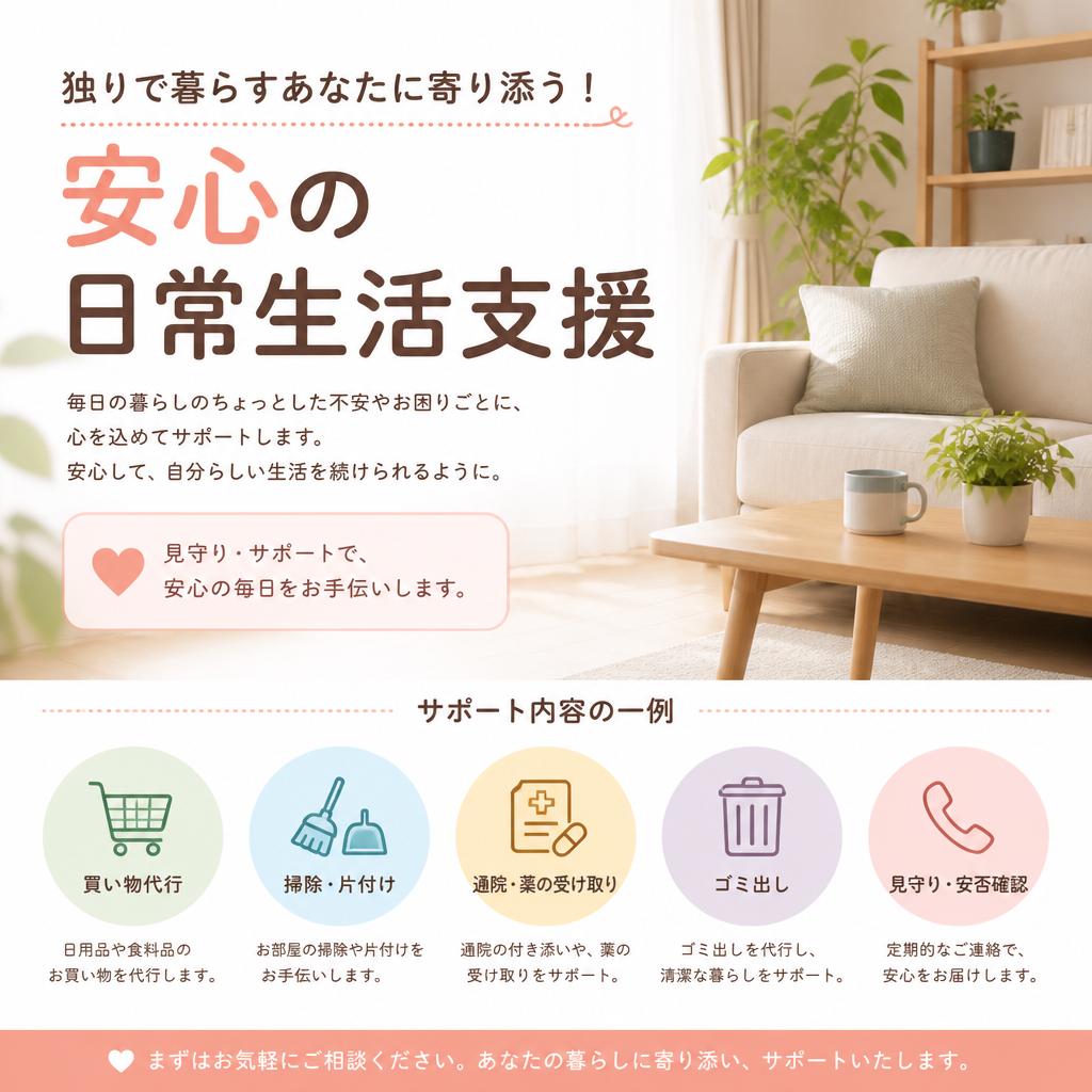 独りで暮らすあなたに寄り添う！安心の日常生活支援