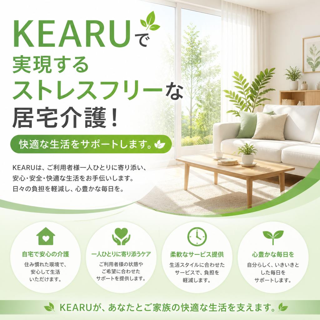 KEARUで実現するストレスフリーな居宅介護！快適な生活をサポートします。