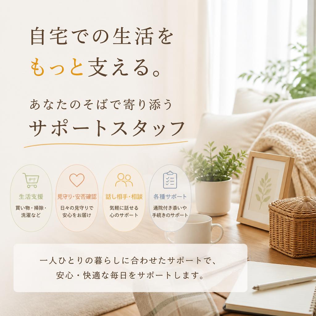 自宅での生活をもっと支える。あなたのそばで寄り添うサポートスタッフ