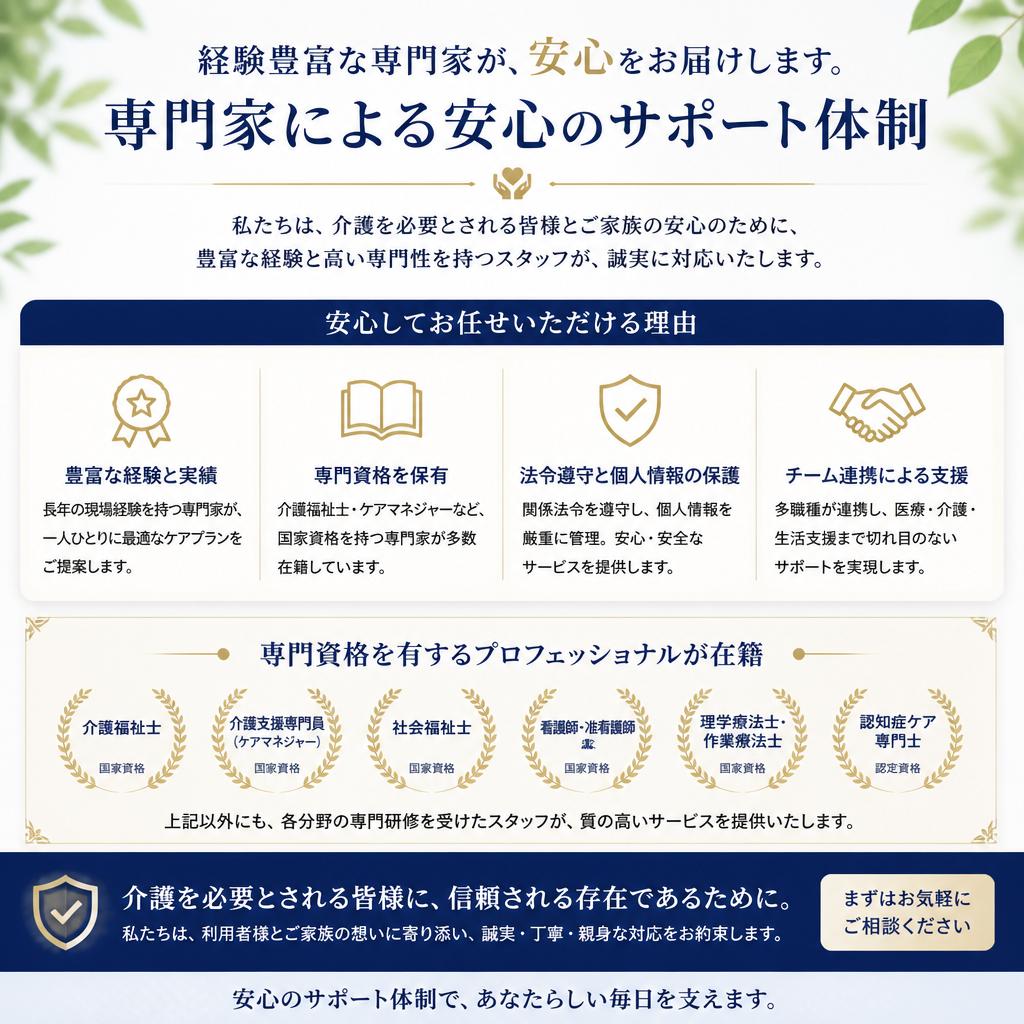 スタッフ紹介: 安心のプロフェッショナル